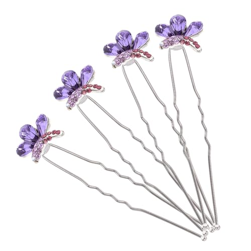 EXQUIMEUBLE 4 Stck Schmetterling Haarspangen mit Strass U Förmige Braut Haarnadeln Komfortable Sichere Hochzeit Haarschmuck für Damen und Mädchen Eleganter Vintage Stil von EXQUIMEUBLE