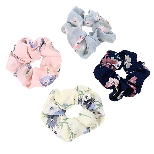 EXQUIMEUBLE 4 Stück Haargummis mit Floralem Design Elastische Haargummis für Haartypen für Festliche Anlässe und Täglichen Gebrauch Vielseitige Haaraccessoires für Damen von EXQUIMEUBLE
