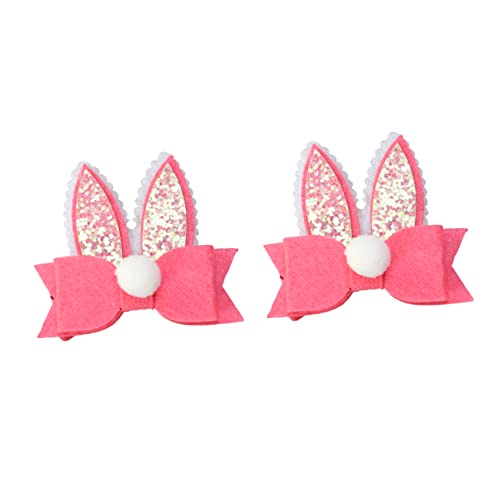 EXQUIMEUBLE 4 Stück Hasenohr Haarklammern Mit Schleife Osterkopfschmuck Für Mädchen Niedliche Haarspangen Für Kinder Rosa Für Osterfeiern Und Festliche Anlässe von EXQUIMEUBLE