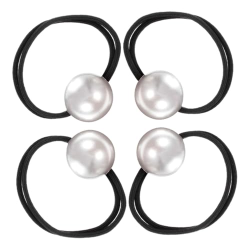 EXQUIMEUBLE 4 Stück Elastische Perlen Haarbänder Für Frauen Und Mädchen Dekorative Haargummis Vielseitige Pferdeschwanzhalter Aus Französischen Perlen Hohe Elastizität Sanft Zum Haar von EXQUIMEUBLE