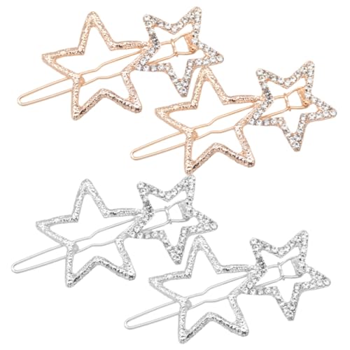 EXQUIMEUBLE 4 Stück Teiliges Haarklammern mit Strasssteinen Modische Stern haarspangen in Gold und Silber Dekorative Haarschmuck accessoires für Frauen und Mädchen Geeignet für Partys von EXQUIMEUBLE