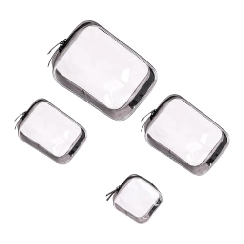 EXQUIMEUBLE 4 Stück Teiliges Transparentes PVC Kosmetiktaschen Reißverschluss Große Reise kulturbeutel Tragbar für Toilettenartikel Make up Organizer für Damen und Herren von EXQUIMEUBLE
