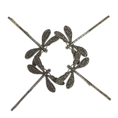 EXQUIMEUBLE 4 Stück Vintage Teiliges Metall Haarklammer mit Libellen Design Dekorative Strass Haarklammern für Damen Starke Zinklegierung Haarspangen Geschenkidee Eleganter Haarschmuck von EXQUIMEUBLE