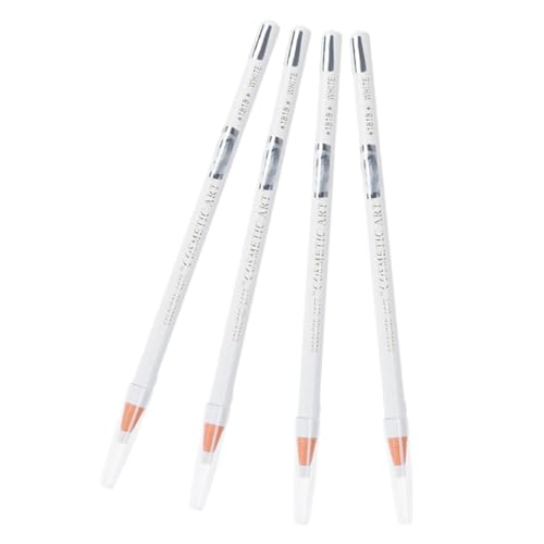 EXQUIMEUBLE 4 Stück Wasserfester Weißer Augenbrauenstift Weich Ziehend Präzise Spitze Langanhaltend Schweißresistent Natürlich Definierte Brauen Tattoo Makeup Zubehör Sanftes Auftragen von EXQUIMEUBLE