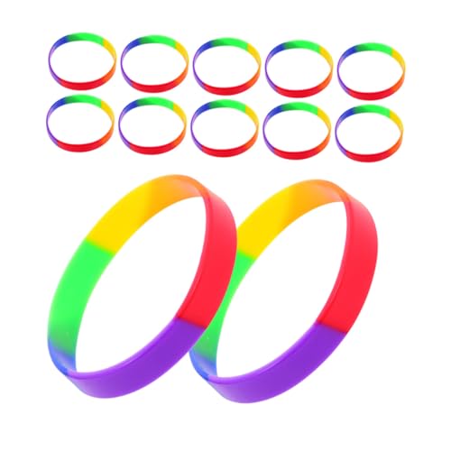 EXQUIMEUBLE 42 Stück Teiliges Pride Rainbow Silikonarmbänder Weiche Elastische Festival Armbänder Bunte Lgbt Wristbands für Pride Month Party und Event Dekorationen von EXQUIMEUBLE