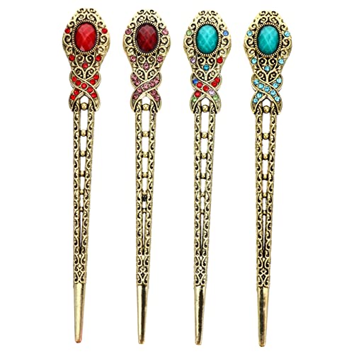 EXQUIMEUBLE 4stücke Damen Haarstäbchen Aus Antiker Legierung Dekorative Haar Nadeln Vintage Haar Sticks von EXQUIMEUBLE