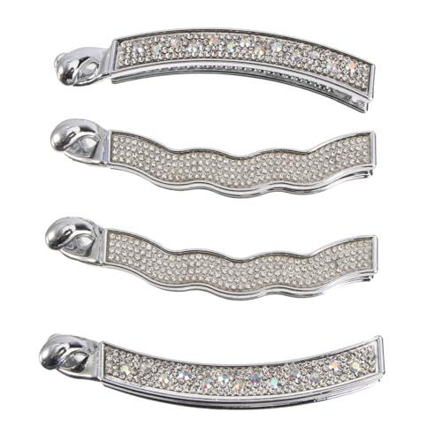 EXQUIMEUBLE 4stücke Elegante Strass-haarspangen Für Frauen Bananen-haarclips Mit Zähnen Großes Und Kleines Für Hochzeiten Partys Alltag Rutschfeste Komfortable Anwendung von EXQUIMEUBLE