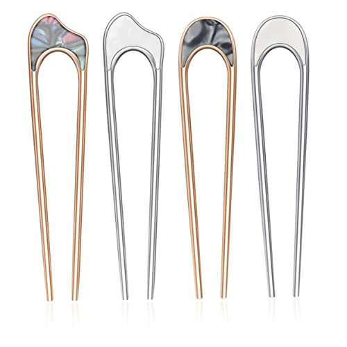 EXQUIMEUBLE 4stücke U-förmige Haarnadeln Metall Frauen Haar Styling Gabeln Haarzubehör Für Lange Frisuren Dutt-nadeln Französischer Schmuck von EXQUIMEUBLE