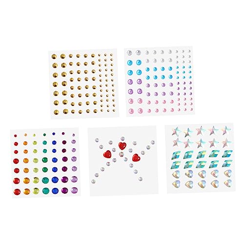 EXQUIMEUBLE 5blätter Selbstklebende Augen Und Gesichtswasserstein-aufkleber Bunte Rhinestone-sticker Für Makeup Nail Art Und Festival-dekoration Geeignet Für Partys Und Cosplay von EXQUIMEUBLE