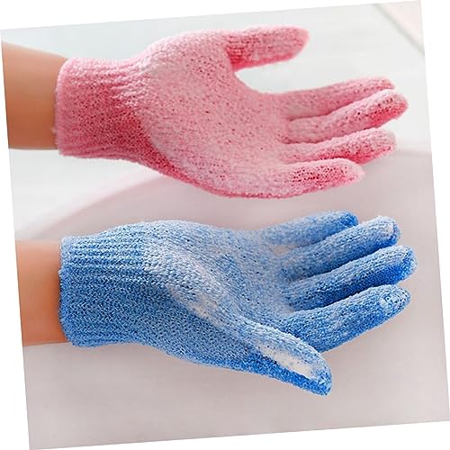 EXQUIMEUBLE 5 Paare Peeling Badehandschuhe Fünf Finger Duschhandschuhe Waschhandschuhe für Männer Frauen Dehnbar Beidseitig Nutzbar für Seife Peeling und Sanfte Körperreinigung von EXQUIMEUBLE