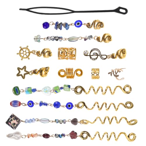 EXQUIMEUBLE 50stücke Metall Spirale Haar Manschetten Ringe Schmuck Accessoires Für Frauen Mädchen Mit Blau Auge Stein Schmuck Für Dutt Locs von EXQUIMEUBLE