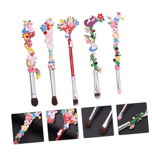 EXQUIMEUBLE Cartoon Feen Make Up Pinsel 5 Stück für Damen Synthetische Fasern Lidschatten und Augenbrauenpinsel mit Rosengriff für Tägliches Make Up von EXQUIMEUBLE