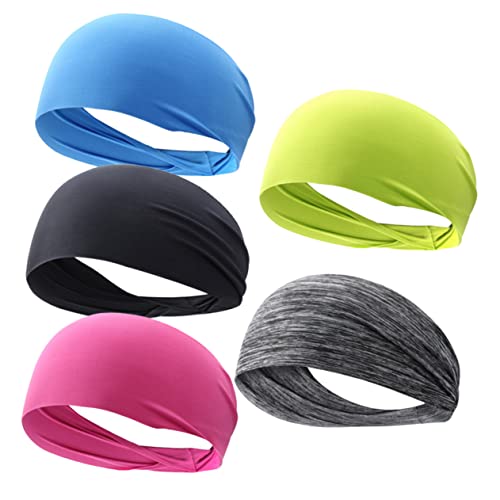 EXQUIMEUBLE 5stücke Elastisches Stirnband Haarbänder Für Damen Und Herren Fitness-stirnband Yoga-kopfbedeckung Sport-kopftuch Strapazierfähig Waschbar von EXQUIMEUBLE