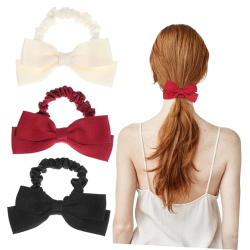 EXQUIMEUBLE 6stücke Haargummis Mit Schleifen Aus Satin Elastische Haarbänder Für Damen Stilvolle Frisuren Für Party Und Alltag von EXQUIMEUBLE