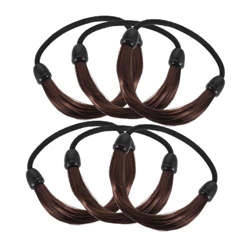 EXQUIMEUBLE 6 Stück Perücke Zöpfe Haar-Bungee-Krawatten elastische Haarseile Haarseil binden Haarbindungen elastisches Seil Haarseil für Frauen Damen Haarseil Haargummi Plastik Dunkelbraun von EXQUIMEUBLE