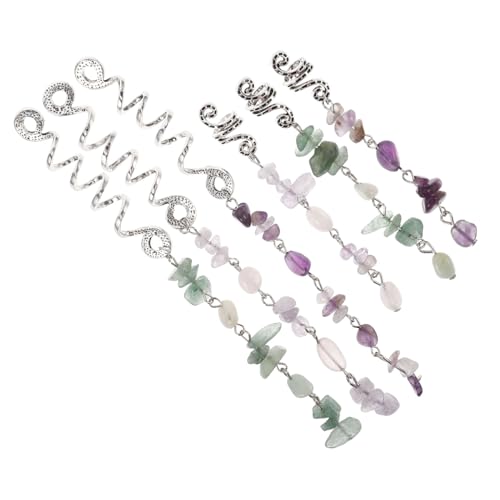 EXQUIMEUBLE 6stücke Teiliges Haarschmuck Für Zöpfe Und Dreadlocks Mit Natürlichen Steinpendants Boho Haarschmuck Verstellbare Haarclips Und Rave-dekorationen Für Individuelles Styling von EXQUIMEUBLE