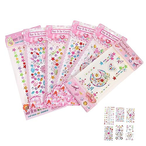 EXQUIMEUBLE 6Blätter Selbstklebende Gesicht Edelsteine Aufkleber für Halloween Rave und Karneval für Erwachsene Sicheres Material Einfache Anwendung von EXQUIMEUBLE