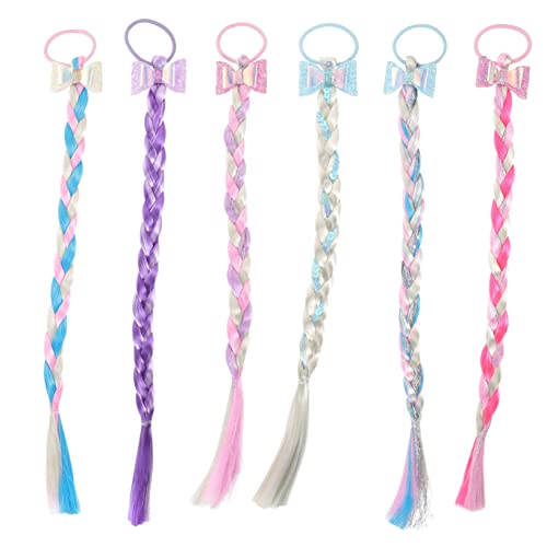 EXQUIMEUBLE 6stücke Haarverlängerungen Geflochten Schleifenperücke Für Mädchen Haarschmuck Mit Bogen Design Kindergeeignet Mit Exzellenter Verarbeitung Und Guter Textur von EXQUIMEUBLE