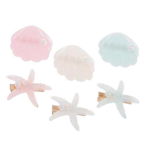 EXQUIMEUBLE 6stücke Teiliges Set Haarspangen Muscheln Für Mädchen Haarschmuck Meerjungfrauen Kleine Haarspange Strand Stil Lustig von EXQUIMEUBLE
