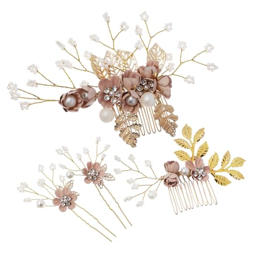EXQUIMEUBLE Blumen haarschmuck mit Perlen und Strass Handgefertigte Haar insert kämme für Damen Eleganter Brautschmuck für Hochzeit Festliche Anlässe Komfortabel und Vielseitig Verwendbar von EXQUIMEUBLE
