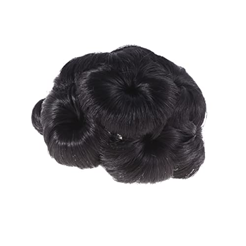 EXQUIMEUBLE Blumenförmiger Haarklammer Dutt Clip aus Synthetischem Haar Natürlicher Schwarzer Chignon Haarteil Einfacher Updo Haarschmuck für Damen Volumengebend und Langlebig von EXQUIMEUBLE