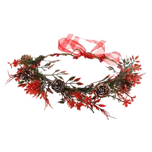 EXQUIMEUBLE Weihnachts Blumenkranz Haarreif Mit Roten Beeren Für Frauen Festliches Stirnband Für Hochzeiten Feiertagsfeiern Und Fotoshootings von EXQUIMEUBLE