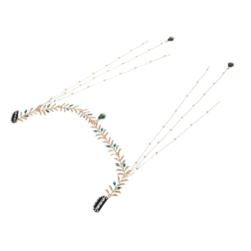 EXQUIMEUBLE Grünes Anhänger Kopfkette Boho Stirn Kopfschmuck Quaste Für Damen Hochzeit Party Geburtstag Accessoire Clip Haarspange Schmuck Kopfbedeckung von EXQUIMEUBLE