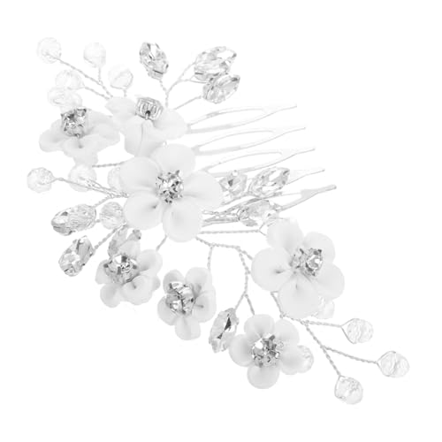EXQUIMEUBLE Braut Haarschmuck Weichen Tonblumen Eleganter Seitenkamm Für Hochzeiten Handgefertigte Fünfzahnige Haarspange Für Frauen Festlicher Kopfschmuck Für Besondere Anlässe von EXQUIMEUBLE