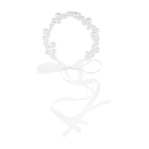 EXQUIMEUBLE Perlenstirnband Für Damen Weißes Stirnbänder Aus Kunstperlen Haarschmuck Für Braut Kopfschmuck Für Hochzeit Haarband Für Brautjungfern von EXQUIMEUBLE