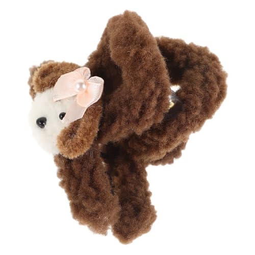 EXQUIMEUBLE Cartoon-Welpen-Haarnadel Flauschige Haarspangen für Frauen Flauschige Haarklammer Winterplüsch-Haarklammer kawaii hund Haarnadeln für süßes Styling süße Haarklammern Plastik Coffee von EXQUIMEUBLE