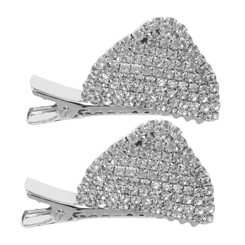 EXQUIMEUBLE Cat Ear Hair Clips mit Strasssteinen Metall Haarklammern für Damen Katzenohren Haarschmuck Vielseitig für Halloween Cosplay Partys und Alltag Geeignet von EXQUIMEUBLE