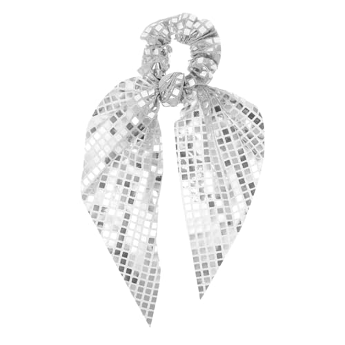EXQUIMEUBLE Funkelnde Pailletten Haarschleifen für Mädchen Elastische Haargummis Silberne Haar Accessoires für Partys Hochzeiten und Besondere Anlässe Modisches Design von EXQUIMEUBLE