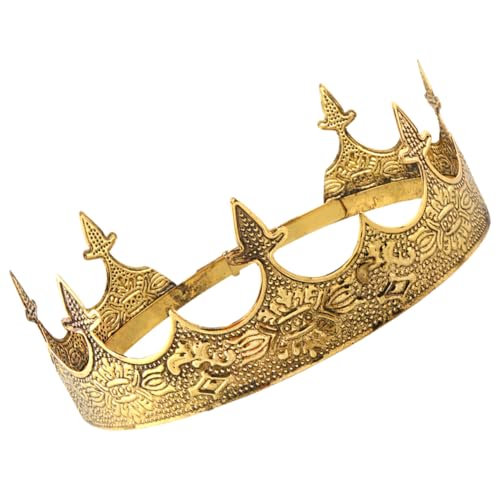 EXQUIMEUBLE Einstellbare Metallkrone für Erwachsene Klassische Goldoptik Bequemes Stoffmaterial für Partydeko Cosplay Geburtstage Bühnenauftritte und Rollenspiele von EXQUIMEUBLE
