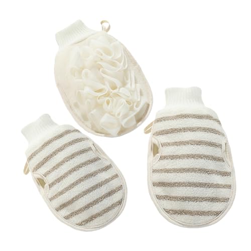 EXQUIMEUBLE Ergonomische Badehandschuhe 3-teiliges Set Peeling-duschhandschuhe Für Frauen Körperschrubberhandschuhe Hautpeelinghandschuh Duschkörper Luffa Zum Entfernen Abgestorbener Haut von EXQUIMEUBLE