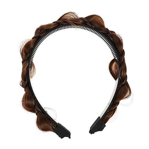 EXQUIMEUBLE Geflochtenes Haarband Damen Stirnband mit Zähnen Rutschfester Haarschmuck für Frauen und Mädchen Dekoratives Haarreif Accessoire Hellbraun Modisches Haar Accessoire von EXQUIMEUBLE