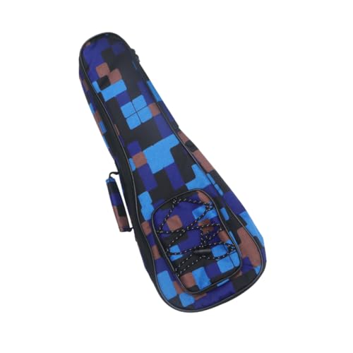 EXQUIMEUBLE Gepolsterte Ukulele Tasche aus Baumwolle mit Verstellbarem Doppel Schultergurt Frontnetzfach und Dicker Polsterung Stilvoll Kariert und Floral Rucksack für Männer und Frauen von EXQUIMEUBLE