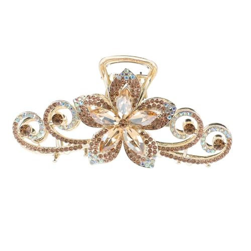 EXQUIMEUBLE Großer Claw Clip Haarklammer aus Langlebiger Legierung mit Strassbesetztem Blumen Design Rutschfester Haarschmuck für Frauen als Dekorativer Braut und Hochzeitshaarschmuck von EXQUIMEUBLE