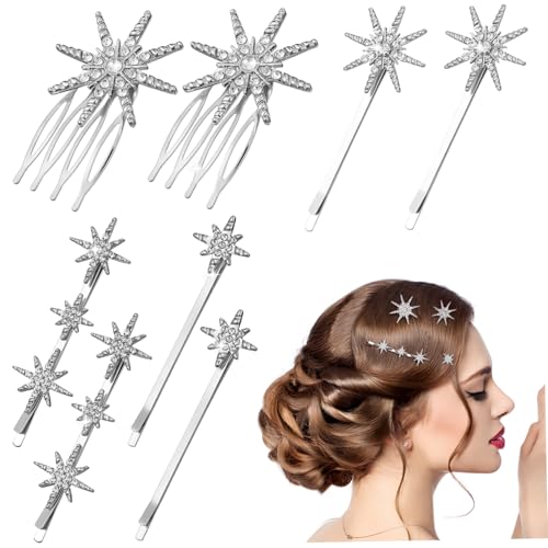 EXQUIMEUBLE 8stücke Stern-haarnadeln Strasssteinen Dekorative Haarspangen Für Frauen Zum Stylen Von Hochsteckfrisuren Zöpfen Und Wellen Robuste Bobby Pins Für Hochzeit von EXQUIMEUBLE