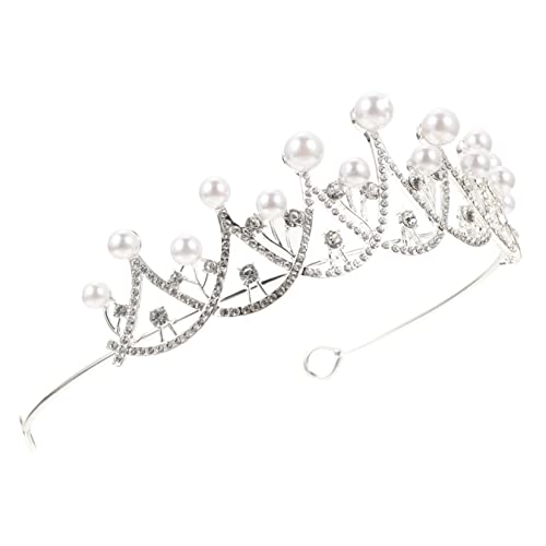 EXQUIMEUBLE Haarreif Krone mit Perlen Leichtes Glänzendes Stirnband für Mädchen Party und Geburtstagsdeko Bequeme Prinzessin Kopfbedeckung Accessoire für Kostüm und Festveranstaltungen von EXQUIMEUBLE