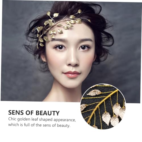 EXQUIMEUBLE Handgefertigter Haarschmuck Damen Goldfarbener Kopfschmuck Blattdesign Elegantes Accessoire für Mädchen und Frauen für Alltag Party Hochzeit und Festlichkeiten von EXQUIMEUBLE