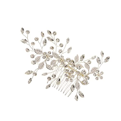 EXQUIMEUBLE Handgemachter Haarkamm mit Perlen und Strass Eleganter Brautschmuck für Hochzeiten und Feste Blumen Design für Damen Stilvolles Haar Accessoire für Besondere Anlässe von EXQUIMEUBLE