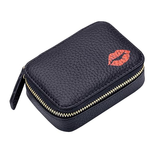EXQUIMEUBLE Kleine Kosmetiktasche mit Integriertem Spiegel Tragbare Lippenstift und Lipgloss Aufbewahrung Praktische Reise Make Up Tasche für Damen und Mädchen von EXQUIMEUBLE