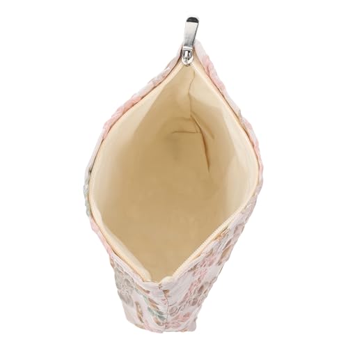 EXQUIMEUBLE Französische Blumendekor Kosmetiktasche Tragbare Makeup-Tasche Für Damen Stilvolles Aprikosenrosa Für Reise Und Alltag von EXQUIMEUBLE