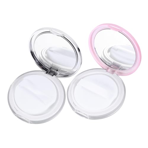 EXQUIMEUBLE Leeres Puderbehälter 2 Stück Tragbarer Puderbehälter Mit Puff Für Lose Puder Kosmetik Aufbewahrung Für Frauen Reisegröße Pink Silber von EXQUIMEUBLE