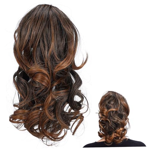 EXQUIMEUBLE Lockige Pferdeschwanz-haarverlängerung Mit Clip Natürliche Synthetik-perücke Wellenförmige Ponytail Extensions Für Frauen Leicht Einfach Anzubringen von EXQUIMEUBLE