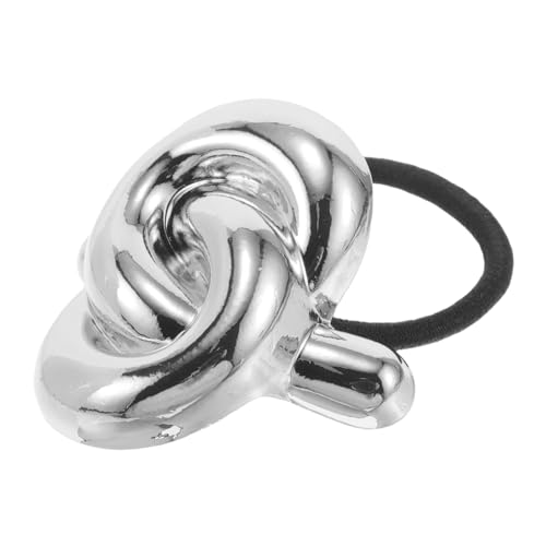 EXQUIMEUBLE Metall-pferdeschwanz-haarmanschette Elastische Haargummis Geometrische Metall-haargummis Für Frauen Und Mädchen Haar-accessoires Silberfarben von EXQUIMEUBLE