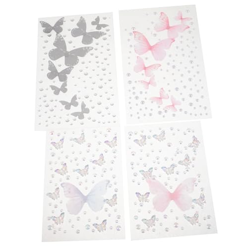 EXQUIMEUBLE 4blätter Selbstklebende Gesichtswasser-diamanten Für Glitzernde Strasssteine Für Festival Party Und Halloween Funkelnde Make-up-aufkleber Für Kreative Gesichtsdekoration von EXQUIMEUBLE