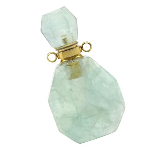 EXQUIMEUBLE Natürlicher Fluorit Anhänger Parfümflasche Mini Kristall Fläschchen Aromatherapie Halskette Damen Schmuck Leicht und Robust Ohne Kette Grün von EXQUIMEUBLE