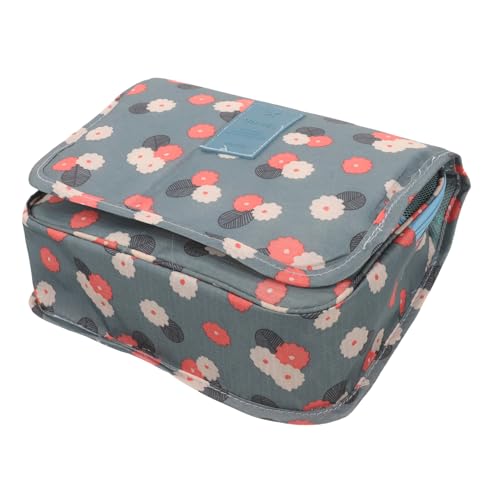 EXQUIMEUBLE Reise Kulturtasche Für Damen Tragbare Faltbare Toilettentasche Mit Robustem Reißverschluss Für Kosmetik Und Waschutensilien Blaues Blumen-Design Für Reisen Und Täglichen von EXQUIMEUBLE