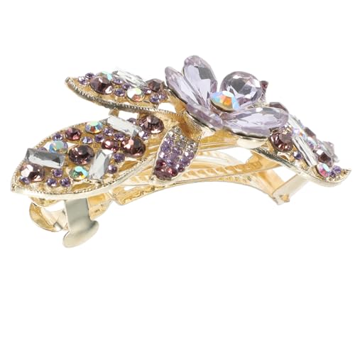 EXQUIMEUBLE Strass Haarklammer Damen Blume Funkelnde Haarspange mit Kristallsteinen Robuster Metallclip Elegantes Accessoire für Frauen und Mädchen Haarstyling von EXQUIMEUBLE